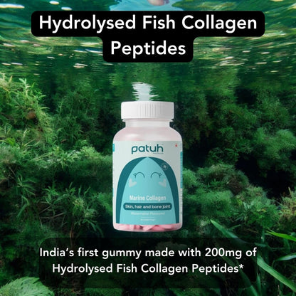 Patuh Healthcare Marine Collagen and Sleep Gummies Combo, Marine Collagen for Skin, Hair & Nails, 5-HTP & Melatonin Sleep Support Gummies Relaxation