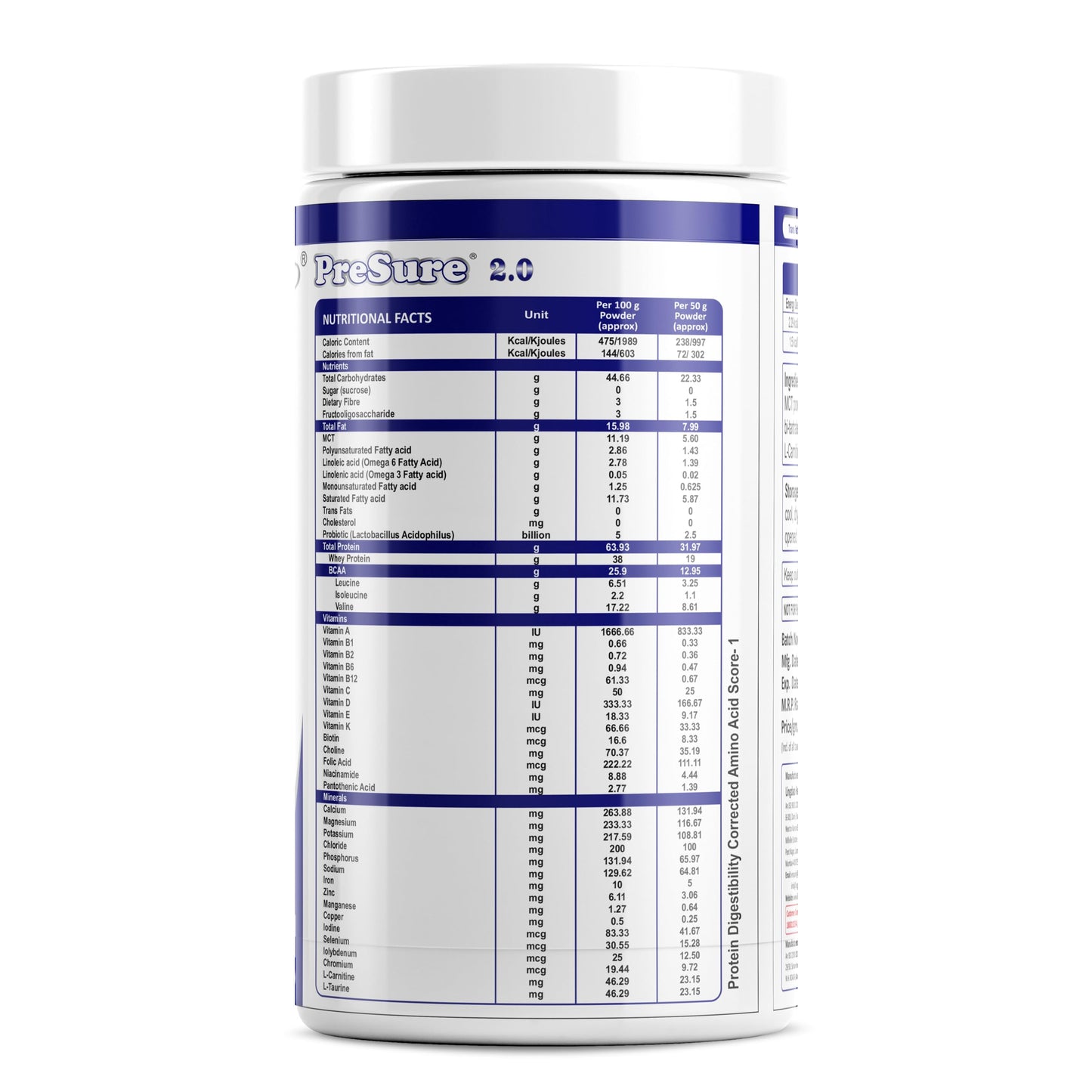 PreSure 2.0 HIGH PROTEIN HIGH CALORIE Whey Protein powder Vanilla Creme Flavore For Men And Women_(1000 GM)