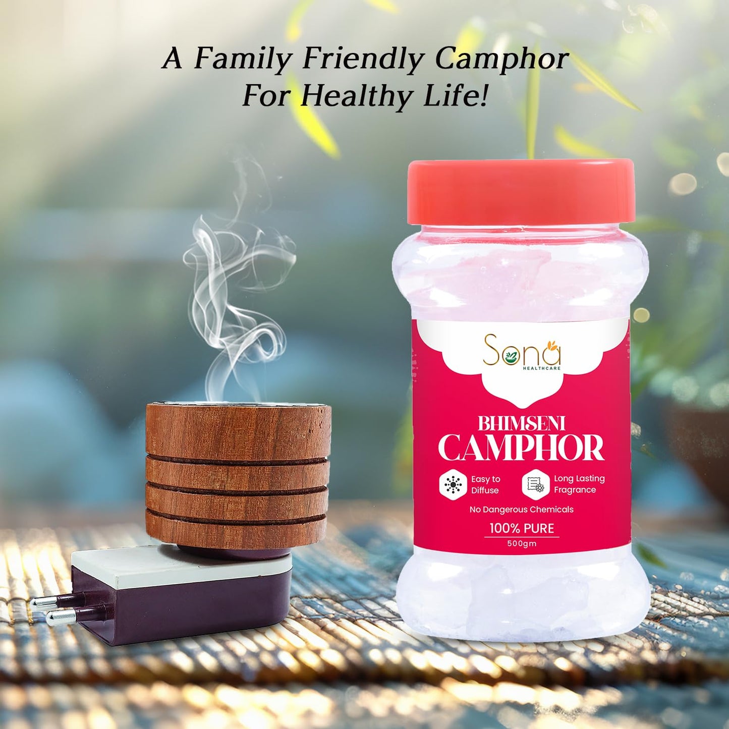 Sona Healthcare Bhimseni Camphor Chunk 500g Jar - Pack Of 1