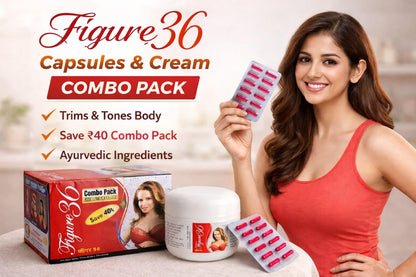 Figure 36 Capsule & Cream Combo for Women – Body Care & Skin Firming Support | Body Toner Cream Wellness Capsules | Hydration, Skin Elasticity & Daily Beauty Care