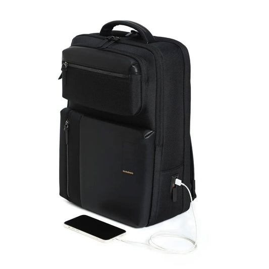 MOKOBARA The Work Backpack | Fits 16 Inch Laptop, 19L Capacity, USB Charging Port, Water-Resistant Vegan Leather & Nylon | Black,Money Moves 2.0