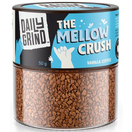 DAILYGRIND Vanilla Instant Coffee Powder 50g | Freeze-Dried Pure Arabica Coffee Granules | For Mochas, Espresso, Cappuccino, Latte, Frappes | Medium Roast Hot & Cold Coffee (25 Cups)