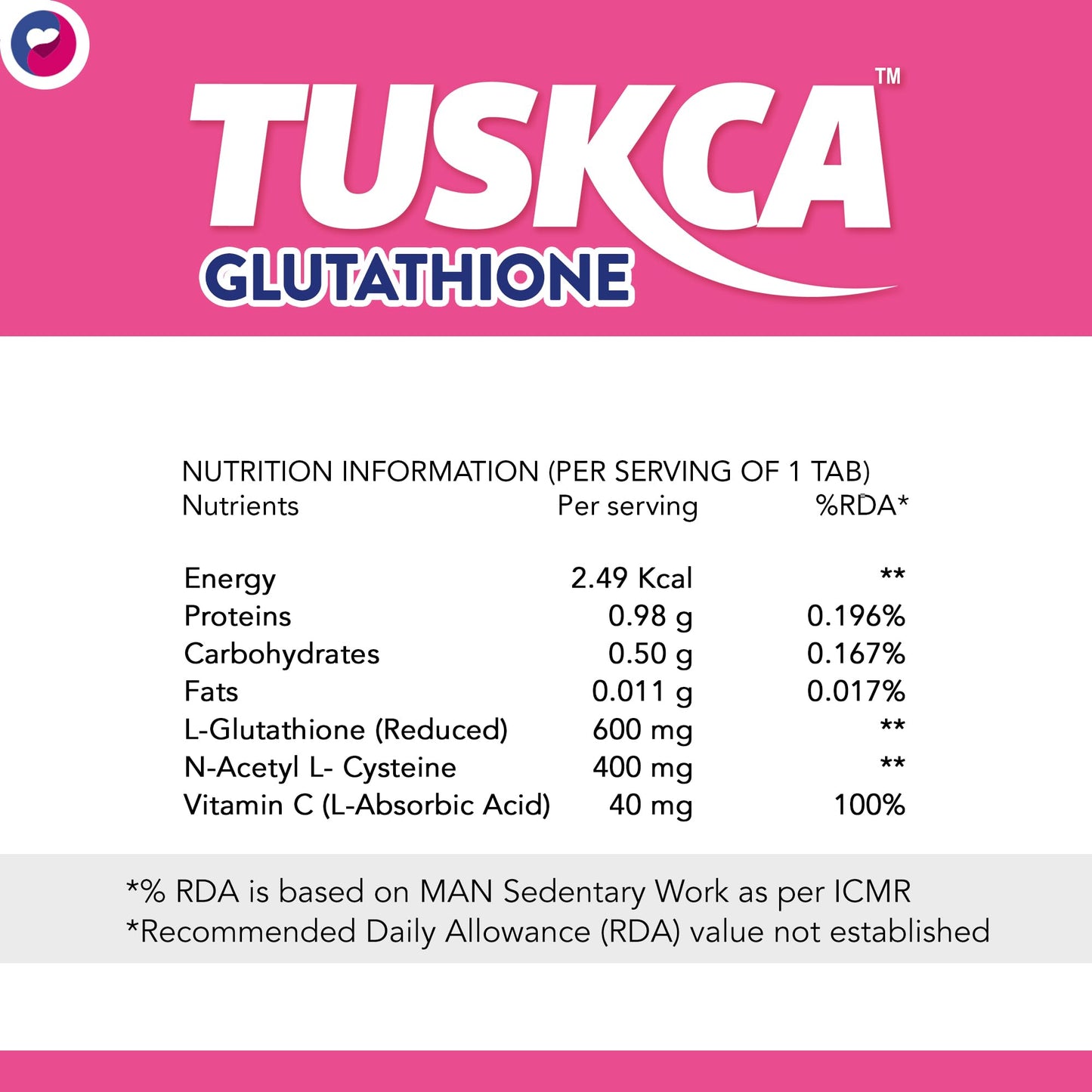 TUSKCA Japanese Glutathione Tablets for Skin Brightening with Vitamin C - Vegan Supplements for Clear, Youthful Skin - Clinically Proven Opitac Glutathione, Best for Pigmentation & Uneven Skin Tone, 20 Effervescent Tablet (Pack of 1) Orange Flavour