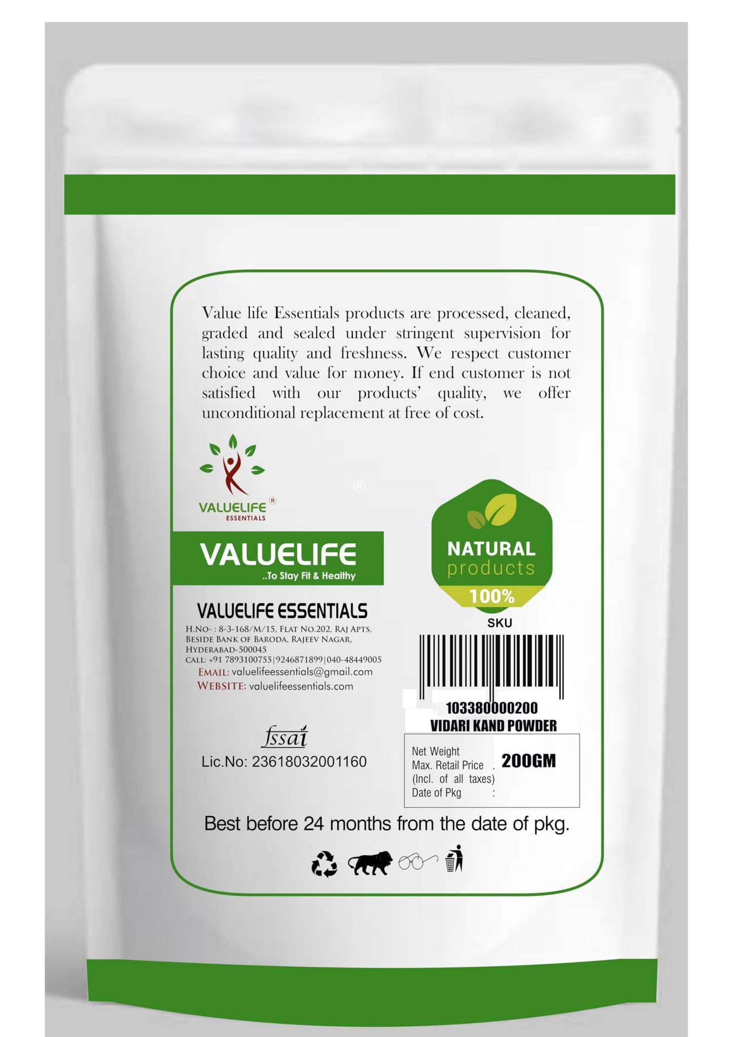 Valuelife Vidarikand Powder 200g | Pure Ayurvedic Herbal Supplement for Strength, Energy & Overall Wellness | Natural Health Care Powder for Men & Women