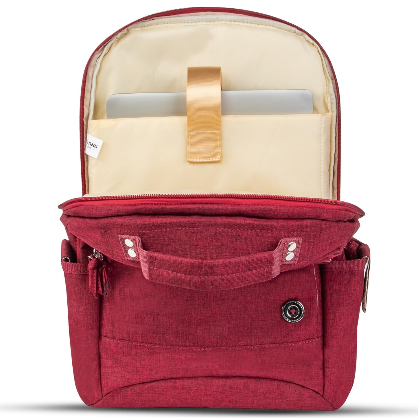 Kingslong 15.6 Inch Laptop Backpack Durable Linen Large Capacity Casual Daypack (red)