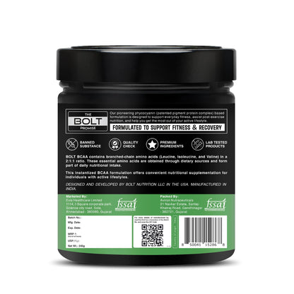 Bolt Bcaa 5000, 30 Servings, Optimal 2:1;1 Ratio For Muscle Recovery Gain & Endurance(Blueberry Blast, 240Gm) - Powder
