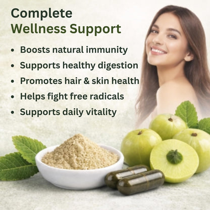 Ayurcaps Amla Capsules 500mg (60 Veg Capsules) | Ayurvedic Amla Supplement | Natural Source Of Vitamin C | Immune And Antioxidant Support | Hair And Skin Support (Pack of 1)