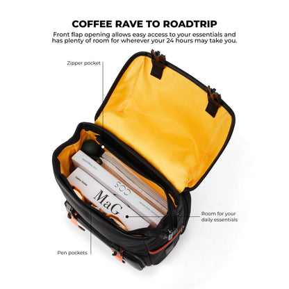 MOKOBARA The Dodge Backpack | Water-Resistant Nylon With Vegan Leather Trims | 15.6” Laptop & Tech Compartment | Organised Travel & Commute Bag | Black | 21L