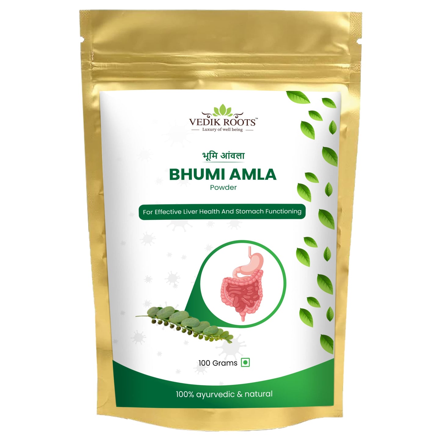 Vedikroots Bhumi Amla Powder/Churn - Organic And Pure Ingredient Extract For Hea