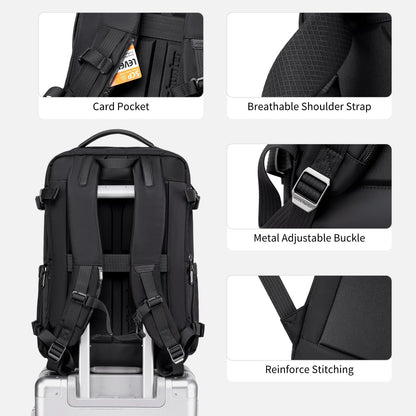 Arctic Hunter Expandable Travel Backpack For Men 35L Shockproof EVA Back Pad Water-repellent Heavy Duty & Large 17.3-inch Laptop Bag For Business Trip,Travel Abroad (Black)