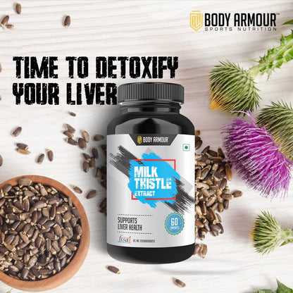 Wellbe Nutrition Body Armour Milk Thistle (60 capsule) Extract for Liver Support | Liver Detox & Liver Refresher Capsule