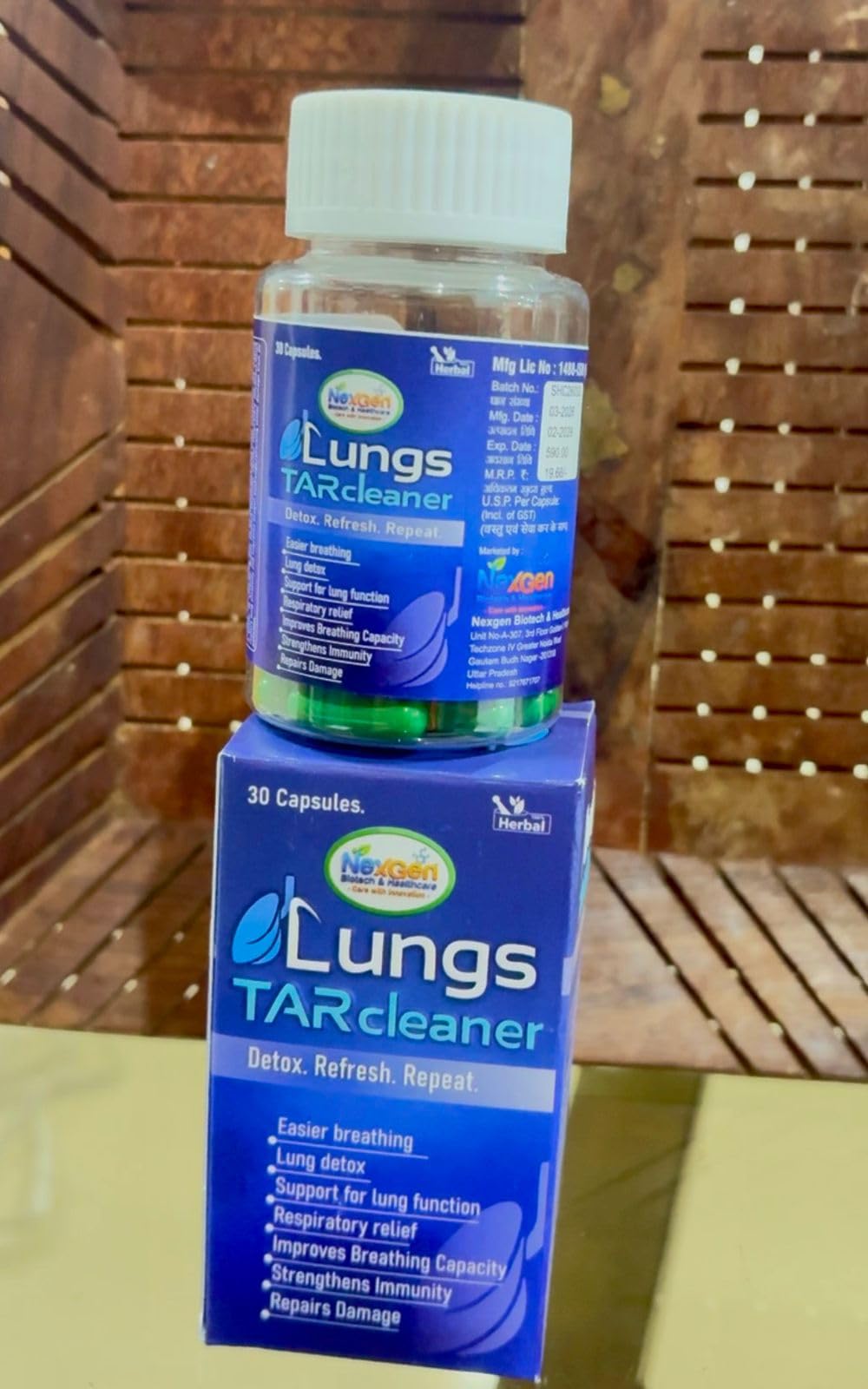KardioNex Ayurvedic Lungs TARcleaner Herbal Capsules for Lung Detox & Respiratory Support | Improves Breathing Capacity | Herbal Formula | 30 Capsules