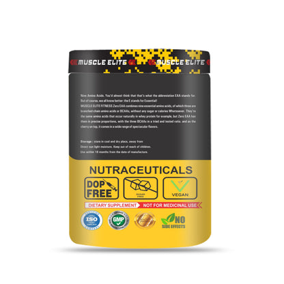 MUSCLE ELITE FITNESS EAAs-BCAA Energy Drink for Workout | Pre/Post Workout Supplement | Muscle Recovery | EAAs-BCAA, Just Essentials, All 9 Essential Amino Acids | [30 Servings, Orange, 255g]
