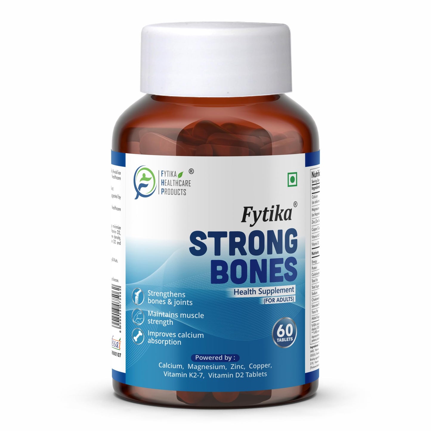 FYTIKA HEALTHCARE PRODUCTS Strong Bones Tablet|Calcium 1000Mg+Vitamin D3 400Iu Supplement With Magnesium,Zinc,Coper&Vitamin K2 For Complete Bone,Joint&Muscle Health-Women And Men(Pack Of 1)