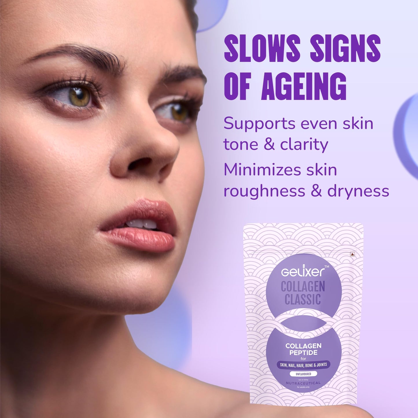 GELIXER Classic Unflavoured Collagen Powder 500g Premium Japanese Marine Collagen Peptides for Wellness of Skin, Hair, Nail, Bone & Joints