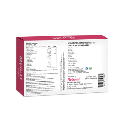 Reticals PCOS, PCOD management for women- Myo-inositol, D-Chiro Inositol, L-Methylfolate Vitamin D3, Chromium picolinate, Pack of 30 Tablets