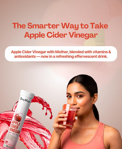 OnlyVital ACV Effervescent Tablets 500mg with Mother Vinegar, Pomegranate, Vitamin B12 & B6 | Digest & Metabolism Support | Watermelon