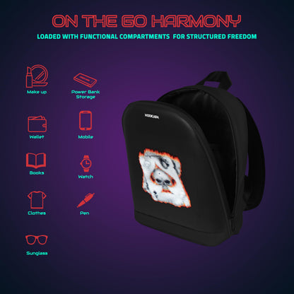 Hookaba Bold Bling LED Backpack for Kids 8L (Black) | Smart Display Bag | with Programmable Screen, App Control & Water Resistant | Unisex Daypack for School, College, Travel | for Boys & Girls