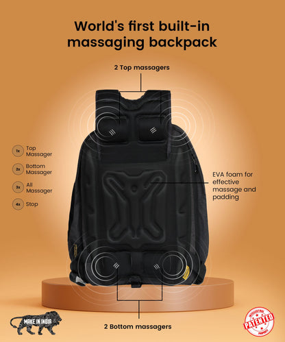 EUME GenX Premium 26L Massager Backpack for Men & Women with Built-in Massager Technology with 1 Year Warranty | Water Resistant & Anti-Theft Backpack for Office | Fits Up-to 15.6" Laptop | Grey Color