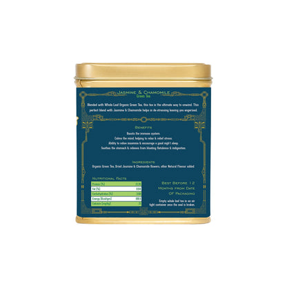 Tifusion Jasmine chamomile Organic Green Tea With 100% Natural & Pure Ingredients For calm Mind | Aids Sleep | Best As A Hot Drink Or Iced Cooler Tea Bags | 100 Gms 50 Serving Cups