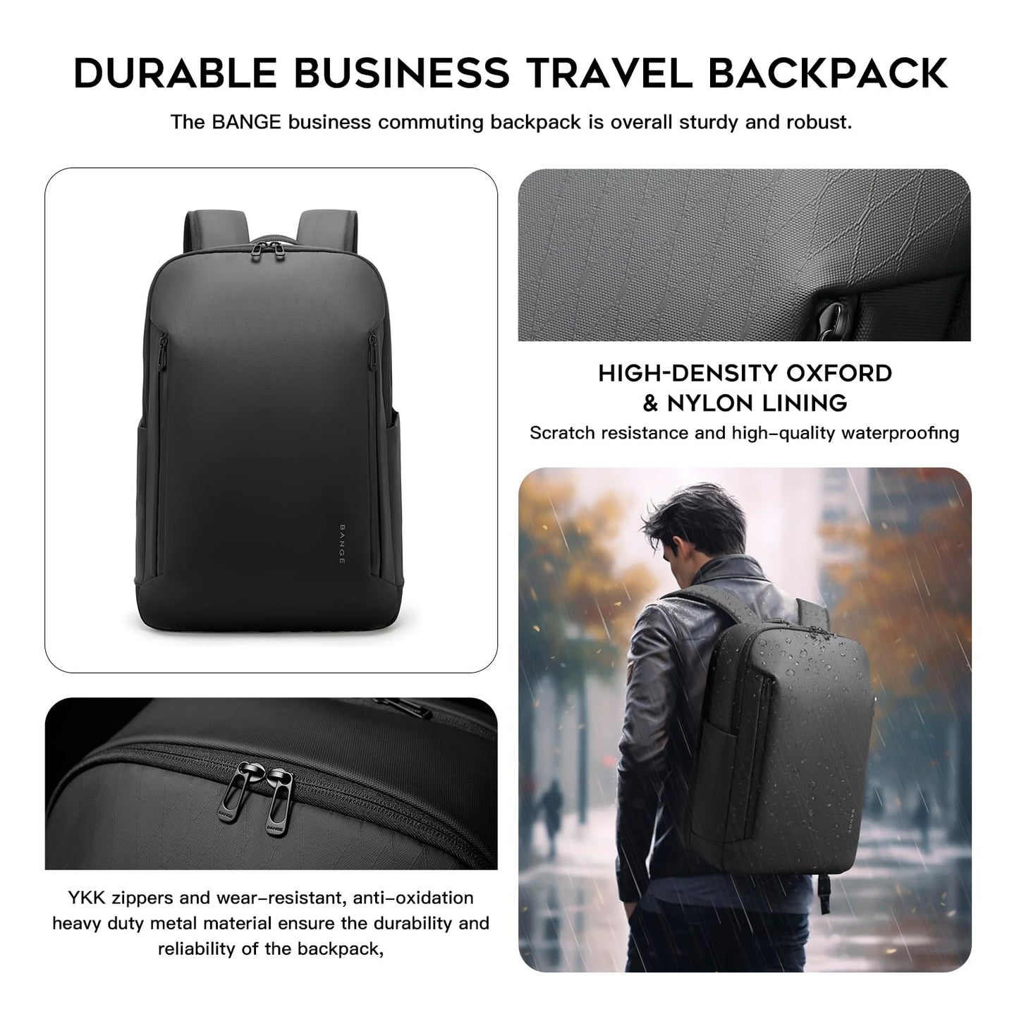 Red Lemon BANGE Venture 30L Laptop Backpack for Men & Women | Large Backpack with YKK Zippers | Water-Resistant, Durable Oxford & Nylon Fabric Fits 15.6" Laptops for Office & Travel (Black)