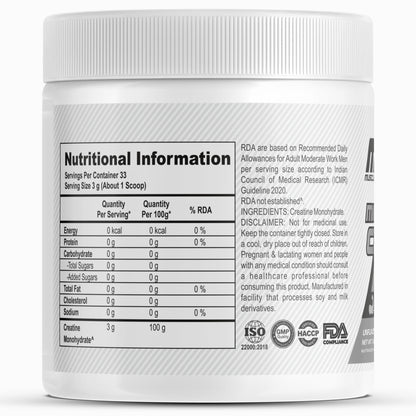 Musclefood Pure Micronised Creatine Powder | Unflavoured (100g, 33 Servings) | Supports Muscle Growth, Fast Recovery & Athletic Performance | Pre-Post workout Supplement for Men & Women | 3g Per Serve