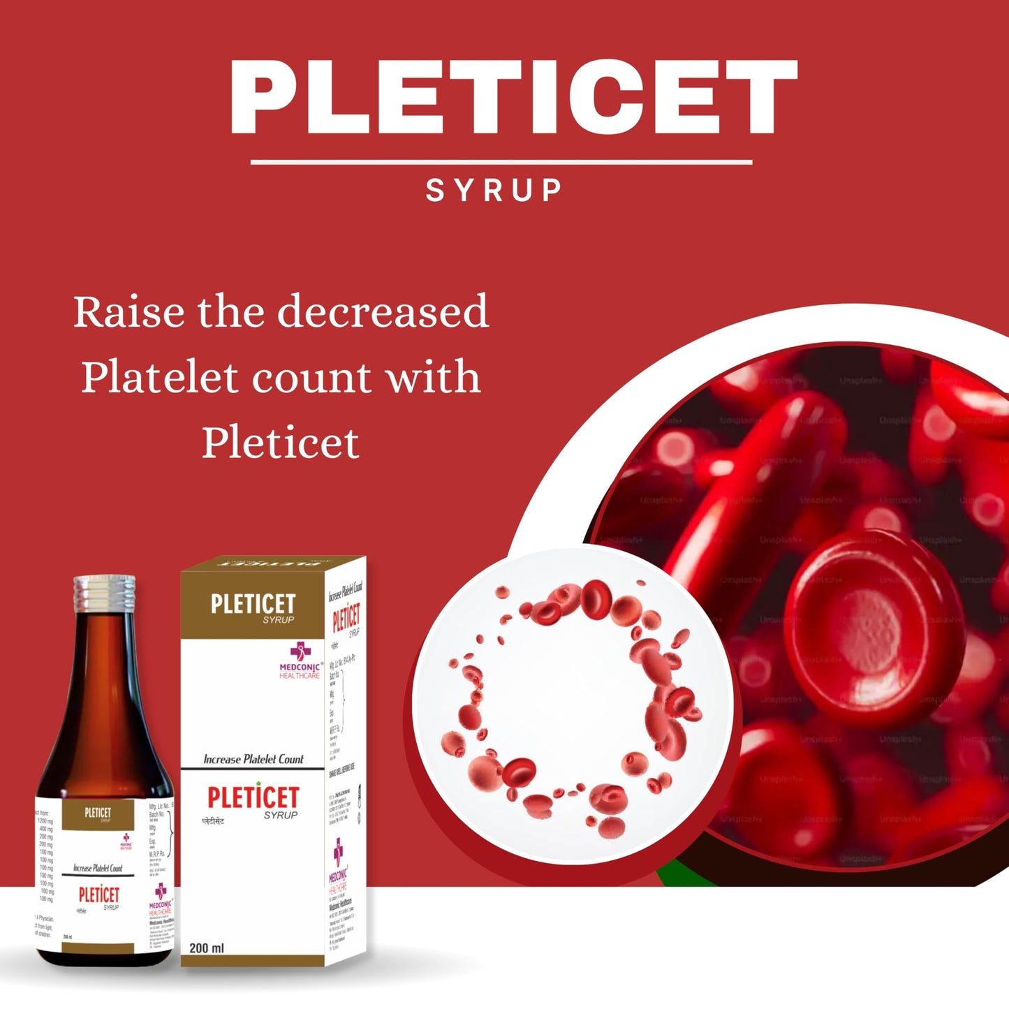 Medconic Healthcare Pleticet Syrup | Ayurvedic Digestive & Liver Support with Papaya, Mandukaparni, Aloe Vera & Giloy – 200 ml