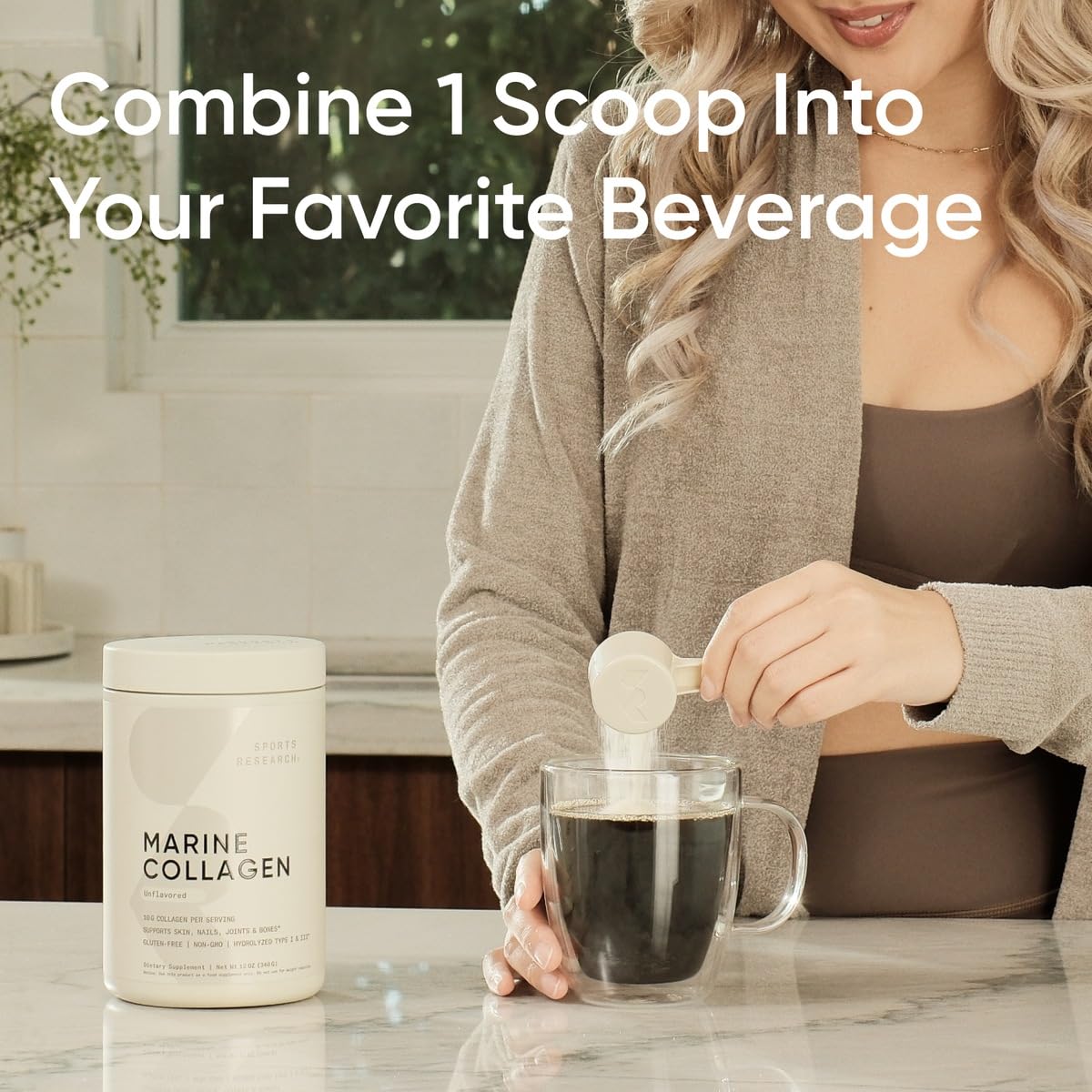 Sports Research Marine Collagen Peptides Powder|Pescatarian Friendly, Keto Certified & Non-Gmo Verified - Easy To Mix In Water Or Juice! (12Oz Bottle), 1 count, 34 servings