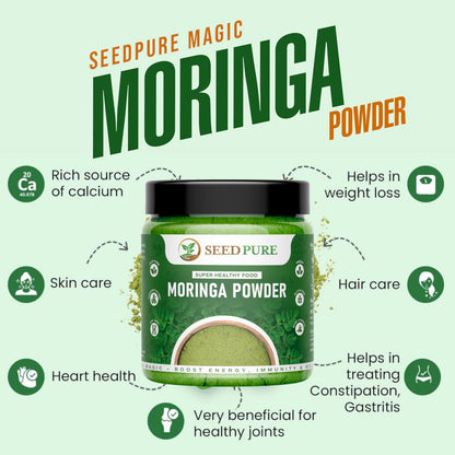 Seedpure Moringa Leaf Powder, 250g – Natural Superfood for Daily Nutrition – Herbal Supplement for Skin, Hair & General Wellness