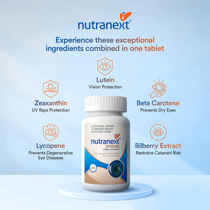 Nutranext Eye Health Supplements with Lutein & Zeaxanthin – Supports Healthy Vision, Guards Against Blue Light, Reduces Digital Eye Strain & Fatigue – 20+ Nutrients – 60 Veg Tablets
