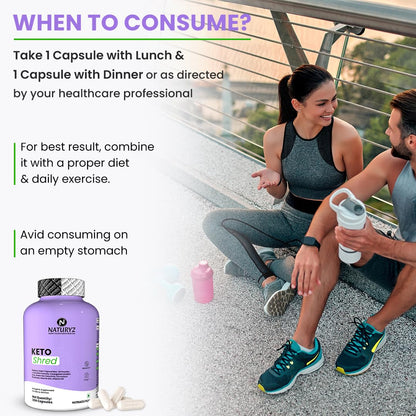 NATURYZ KETO SHRED Ketogenic Burner for Men & Women with MCT Oil, L-Carnitine, CLA, Green Tea, Chromium & B-Vitamins | Supports Ketone Generation, Metabolism & Clean Energy | Keto & Weight Management Support- 30 Veg Capsules