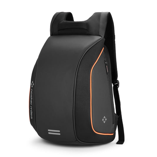 Nasher Miles Monash Premium PVC & Polyester Laptop Backpack 34L | Reflective Rider Backpack | Ideal for Travel, Office | Men, Women (Black)