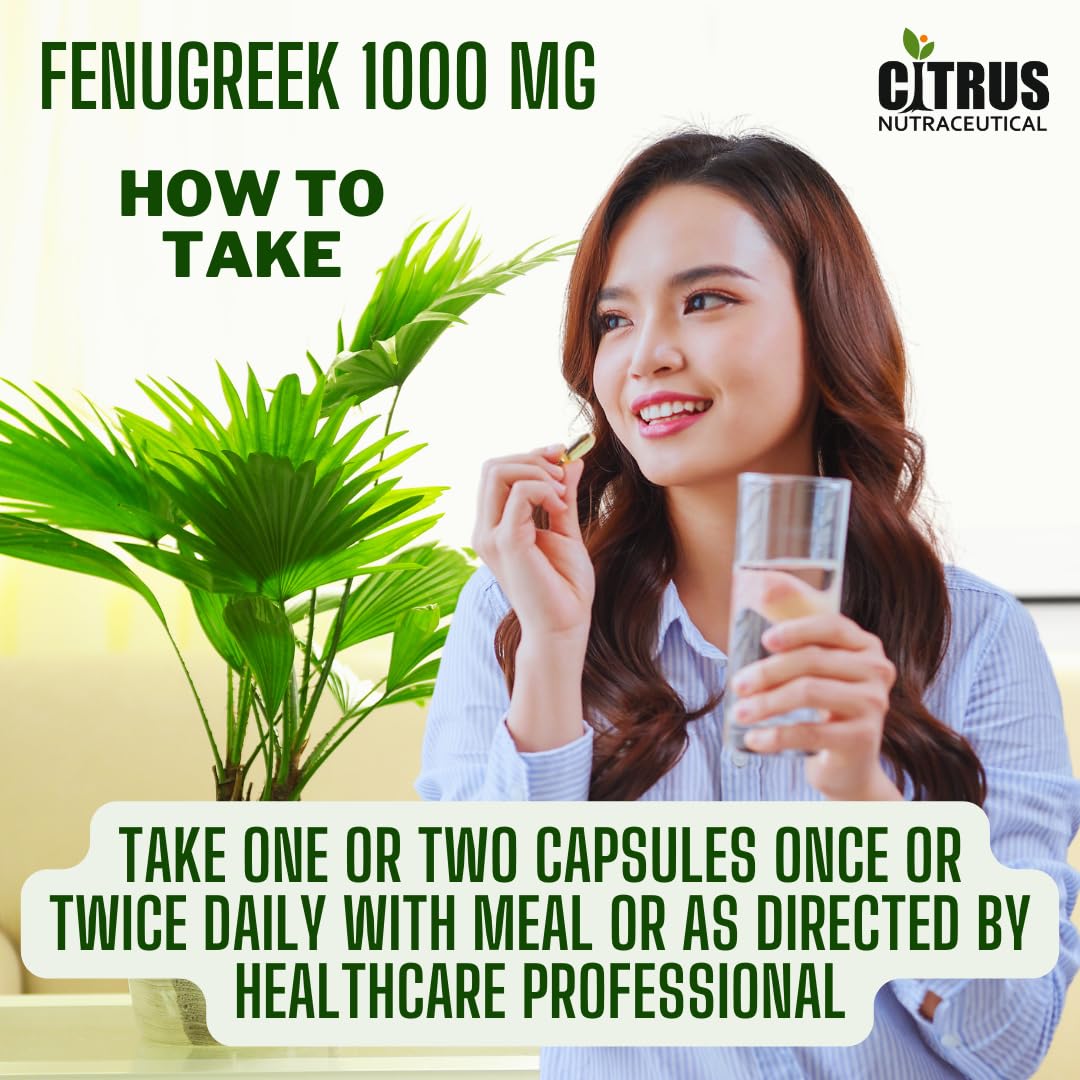 CITRUS NUTRACEUTICAL Fenugreek Seed Extract Supplement 1000 mg For Improve Digestion, Regulate Blood Sugar Level, Increase Lactation and Cardiovascular Support – 60 Capsule (Pack of 2)