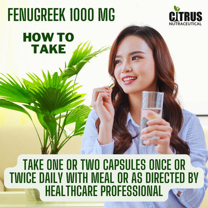 CITRUS NUTRACEUTICAL Fenugreek Seed Extract Supplement 1000 mg For Improve Digestion, Regulate Blood Sugar Level, Increase Lactation and Cardiovascular Support – 60 Capsule (Pack of 2)