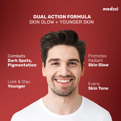 Medzzi Gluta Glow Max | L-Glutathione 600mg with Astaxanthin, N-Acetyl Cysteine, Vitamin C & E | Skin Radiance, Even Tone & Glow Support | For Men & Women | 30 Veg Tablets