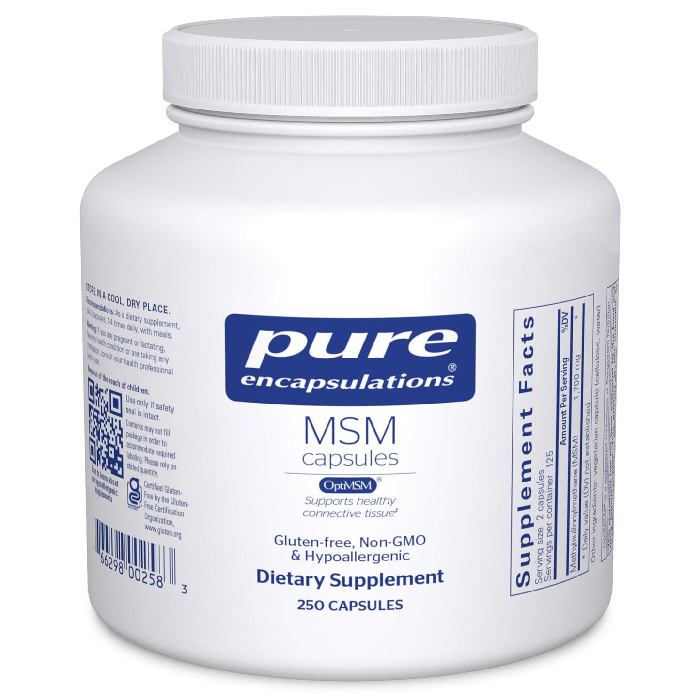 Pure Encapsulations - MSM capsules - Hypoallergenic Supplement Supports Joint, Immune, and Respiratory Health* - 250 Capsules