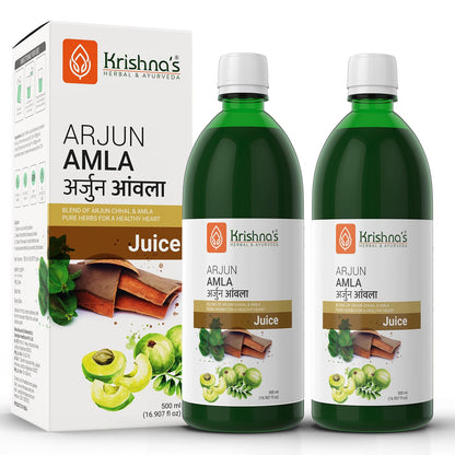 KRISHNA'S HERBAL & AYURVEDA Arjun Amla Juice - 500 Ml (Pack Of 2) | Helps In Acidity | Manages Cardiac Health | Regulates Blood Pressure