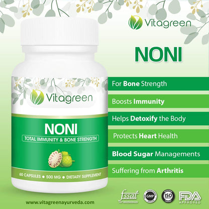 VitaGreen 100% Natural Noni Capsules(60 capsules,500mg) - Pack of 1- image 3
