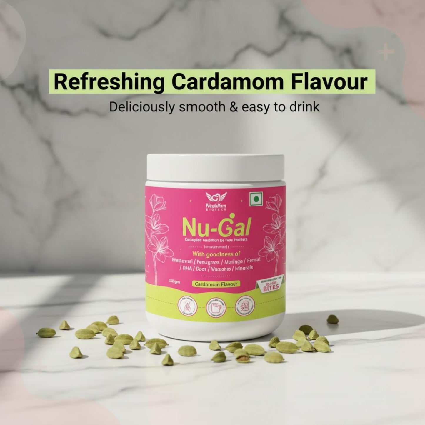 Nu-Gal Lactation Powder 200g | Postnatal Nutrition Drink for New Mothers | Blend of Shatavari, Fenugreek, Moringa, Fennel, DHA, Fiber, Vitamins & Minerals | No Added Sugar