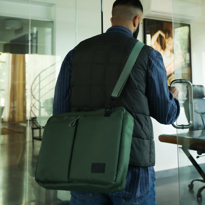 DailyObjects PET Kelp Meridian Convertible Briefpack (Backpack + Briefcase) (16L)| 100% Recycled | Fits any Laptop Upto 16 Inch | Lightweight Shoulder Backpack | Multiutility Bag with Trolley Sleeve