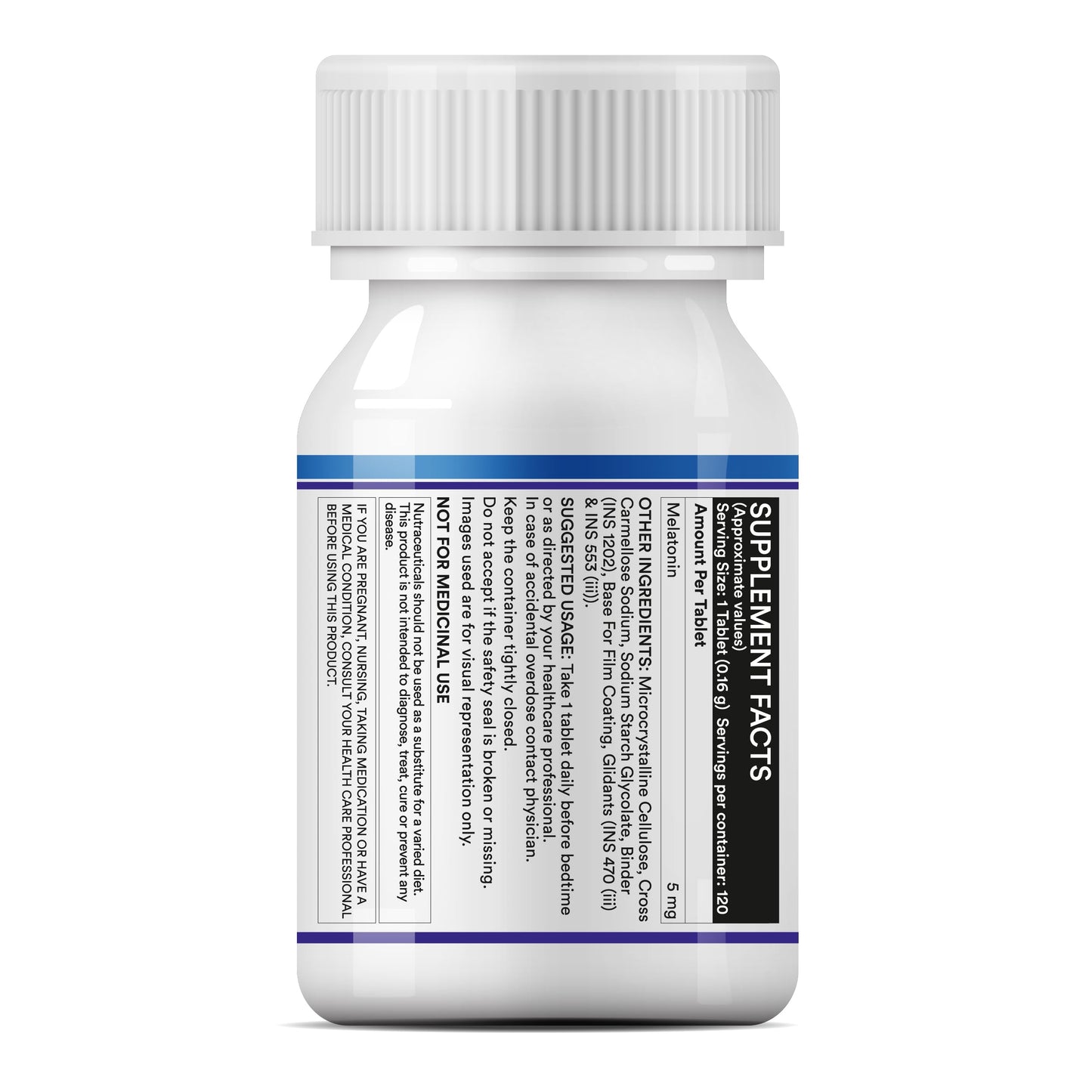 INLIFE Melatonin 5mg Tablets | Vegetarian Friendly & Easy to Swallow Supplement for Men and Women - 120 Tablets