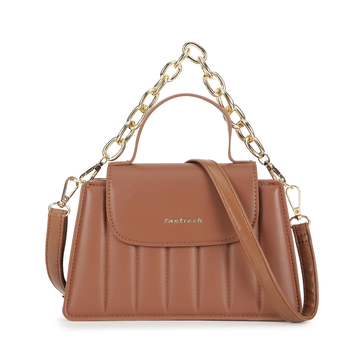 Tan Stitchpop Sling | Quilted Faux-Leather Women’s Handbag | Sling with Dual Carry Options & Magnetic Closure