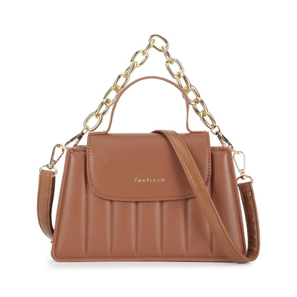 Tan Stitchpop Sling | Quilted Faux-Leather Women’s Handbag | Sling with Dual Carry Options & Magnetic Closure