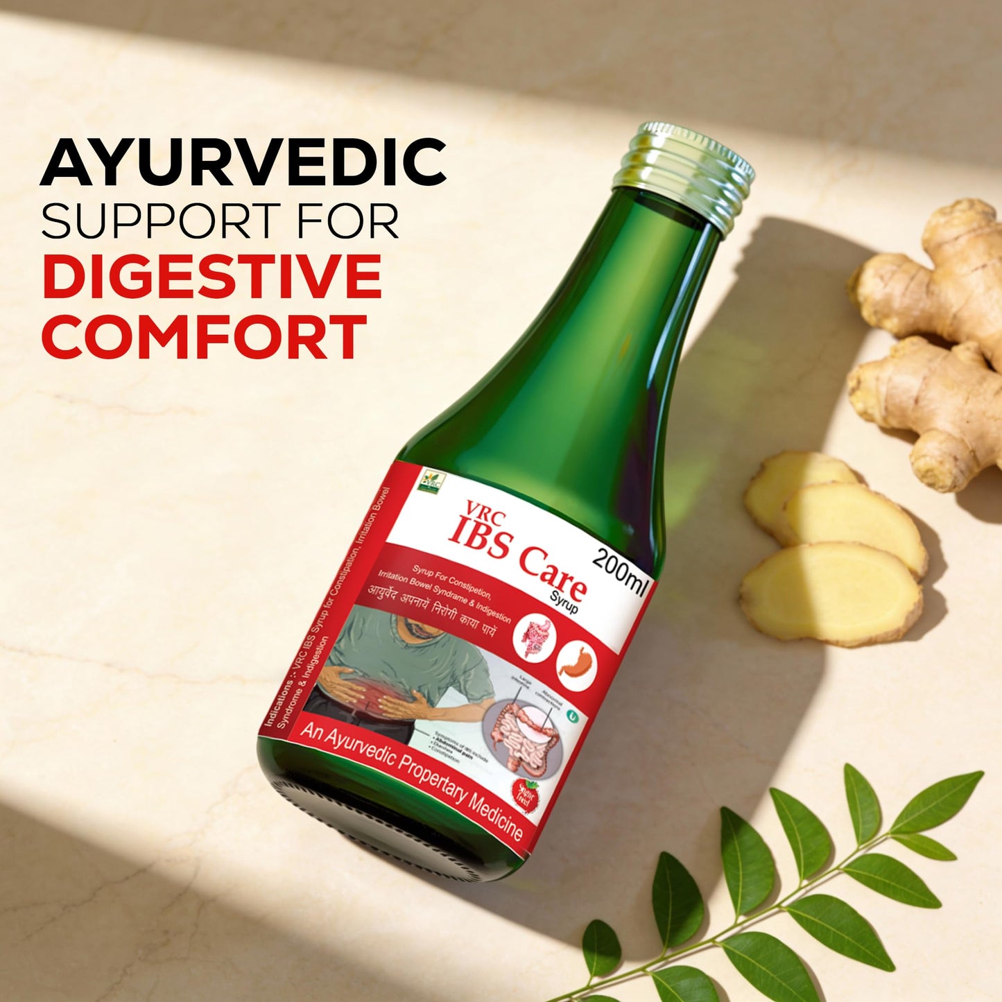 VRC Healthcare IBS Care Syrup 200ml | Ayurvedic Syrup for Constipation, Acidity and Gas Relief | Improve Digestive | Ayurvedic 10+ Herbs for Bowel Syndrome | Herbal Supplement for Men and Women
