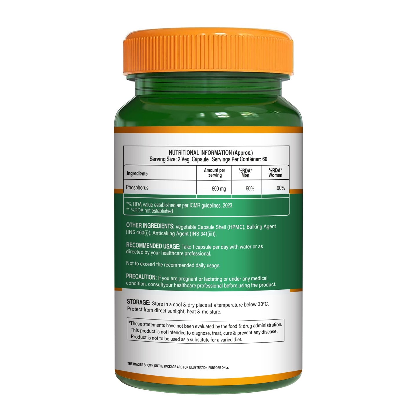 Pure Nutrition Phosphorus 600mg – 120 Veg Capsules | Supports Bone & Teeth Health | Kidney, Nerve & Energy Support | Daily Mineral Supplement for Men & Women