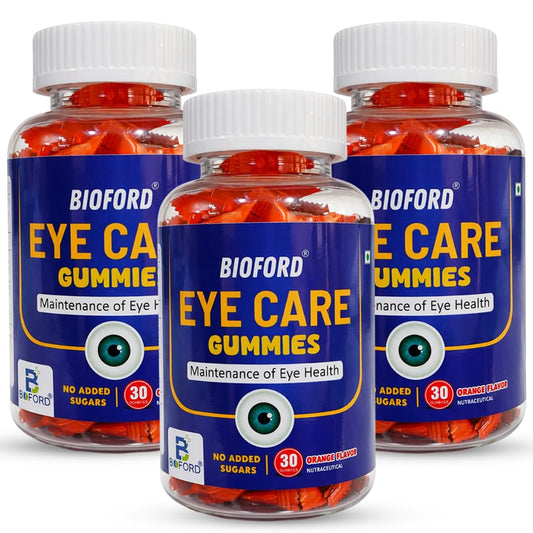 Bioford Eye Defense Gummies with Lutein & Zeaxanthin | Reduces Digital Strain | Orange Flavor 90 Gummies | Eye Vision Support Supplement for Men & Women | Natural 11 Ingredients