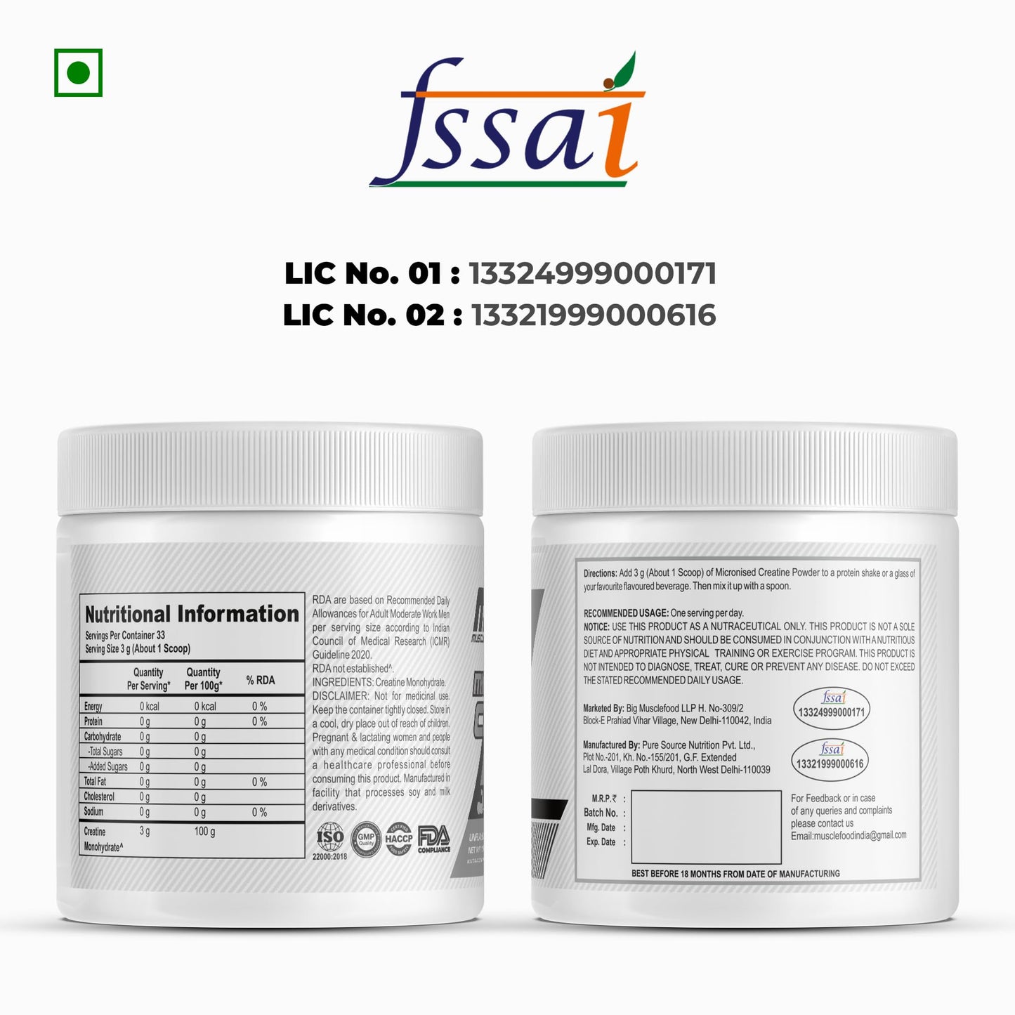 Musclefood Pure Micronised Creatine Powder | Unflavoured (100g, 33 Servings) | Supports Muscle Growth, Fast Recovery & Athletic Performance | Pre-Post workout Supplement for Men & Women | 3g Per Serve