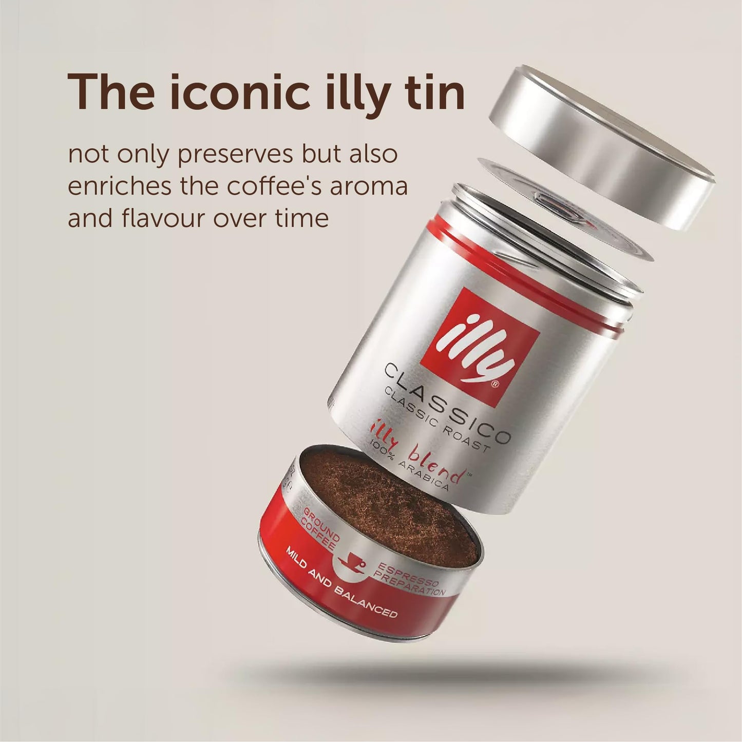Illy Regular Coffee Beans, 250 Gram, Can, Vegetarian
