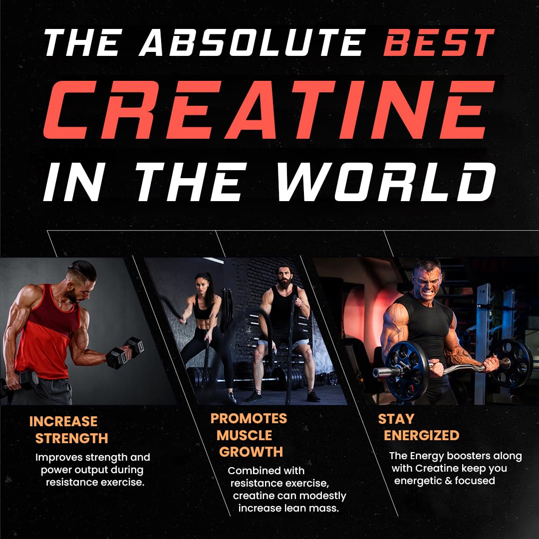 NATURYZ Creatine ATP Energy Blast 3G Creatine | Pre Workout ATP Energy Drink | Electrolytes | Supports Lean Muscle Mass & Volume, Endurance & Power for Intense Workout - 250g(Watermelon)