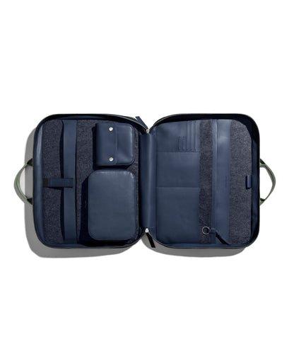 DailyObjects Unisex Blue Urban Classic Briefcase Vegan Leather Laptop Messenger Bag (13L) with Adjustable Straps | Zip Closure with Slip Pockets | Detachable Carry Pouch and A Large Storage|